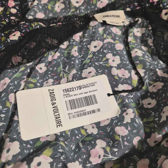 Zadig & Voltaire NWT Christy Anemone Floral Print Racerback Coquette Lace Tank L - Picture 9 of 12